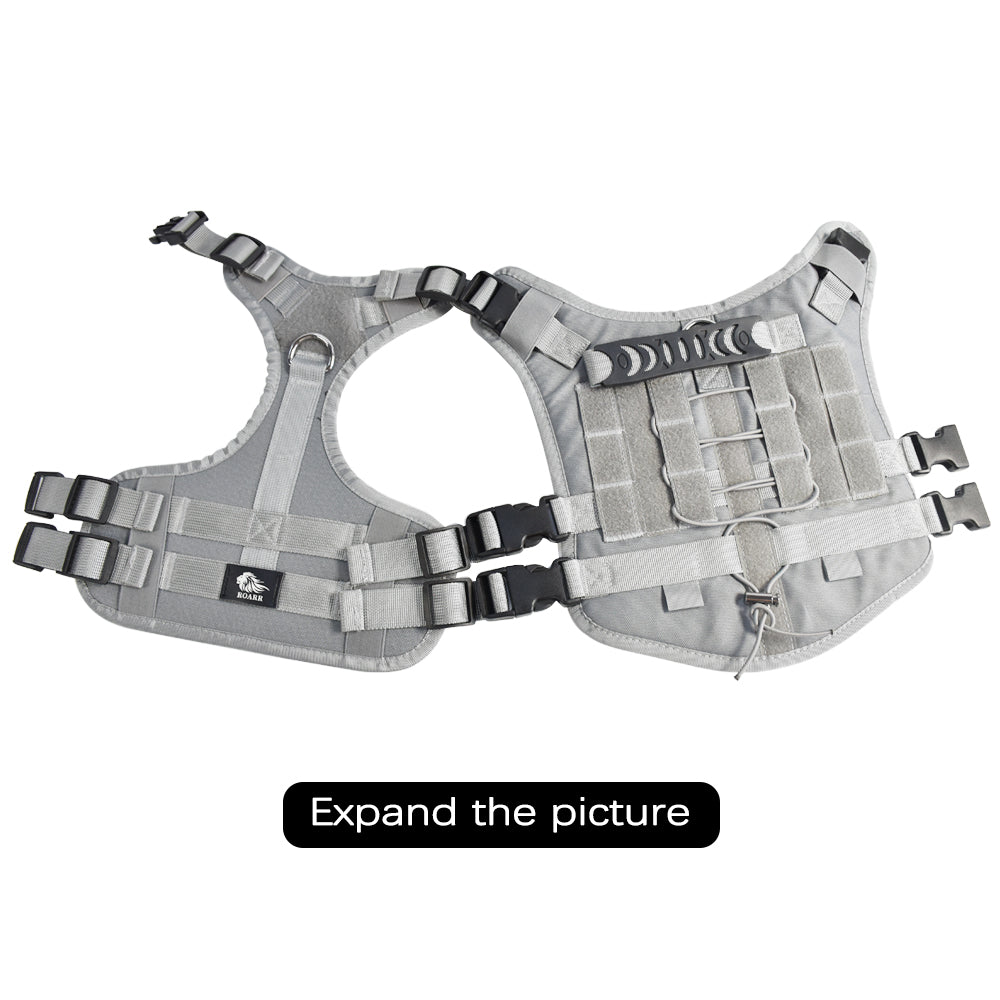 Roarr Heavy Duty Tactical Vest Harness for Dogs, Double Buckles, Bottle Holder On Top.