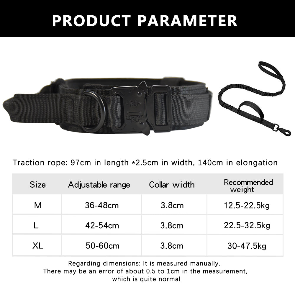 Roarr Heavy Duty Dog Collar and Leash Set – Durable Nylon Collar with Control Handle, Anti-Pull Retractable Leash, and Zinc Alloy Buckles for Medium to Large Dogs