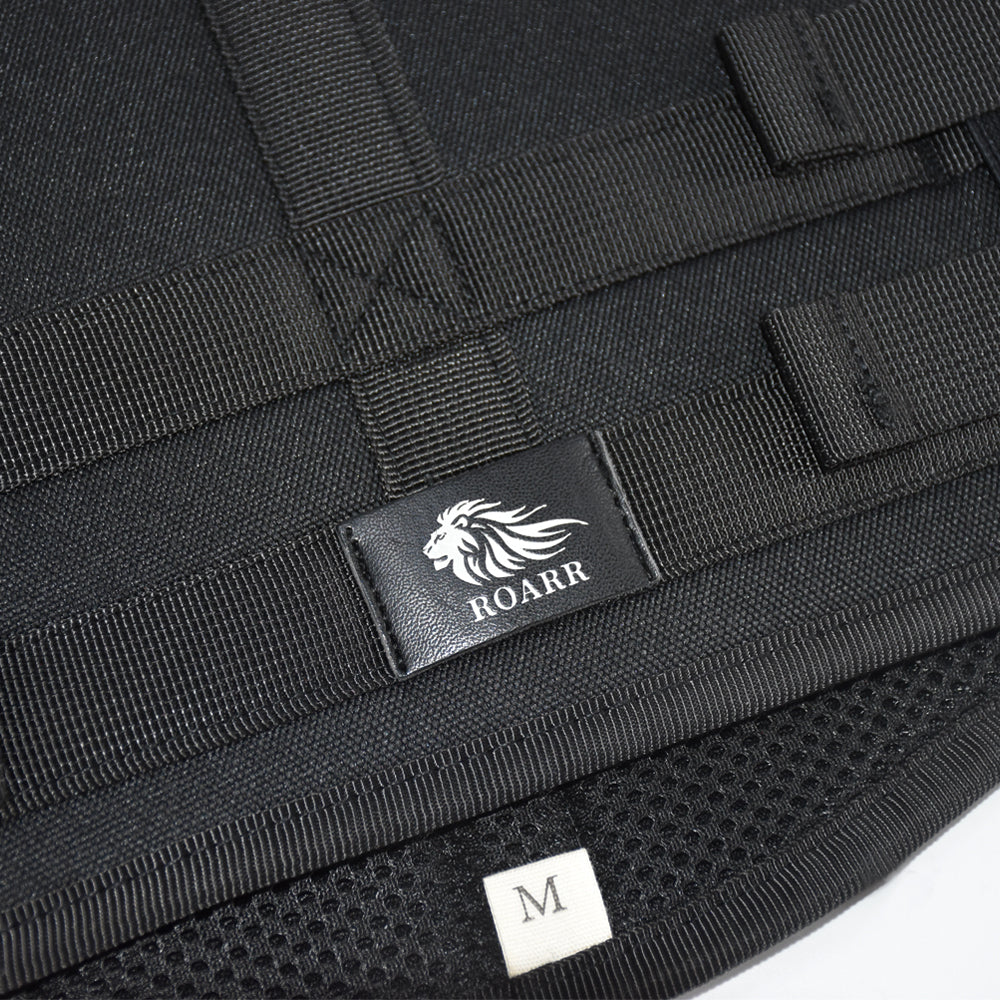 Roarr Heavy Duty Tactical Vest Harness for Dogs, Double Buckles, Bottle Holder On Top.