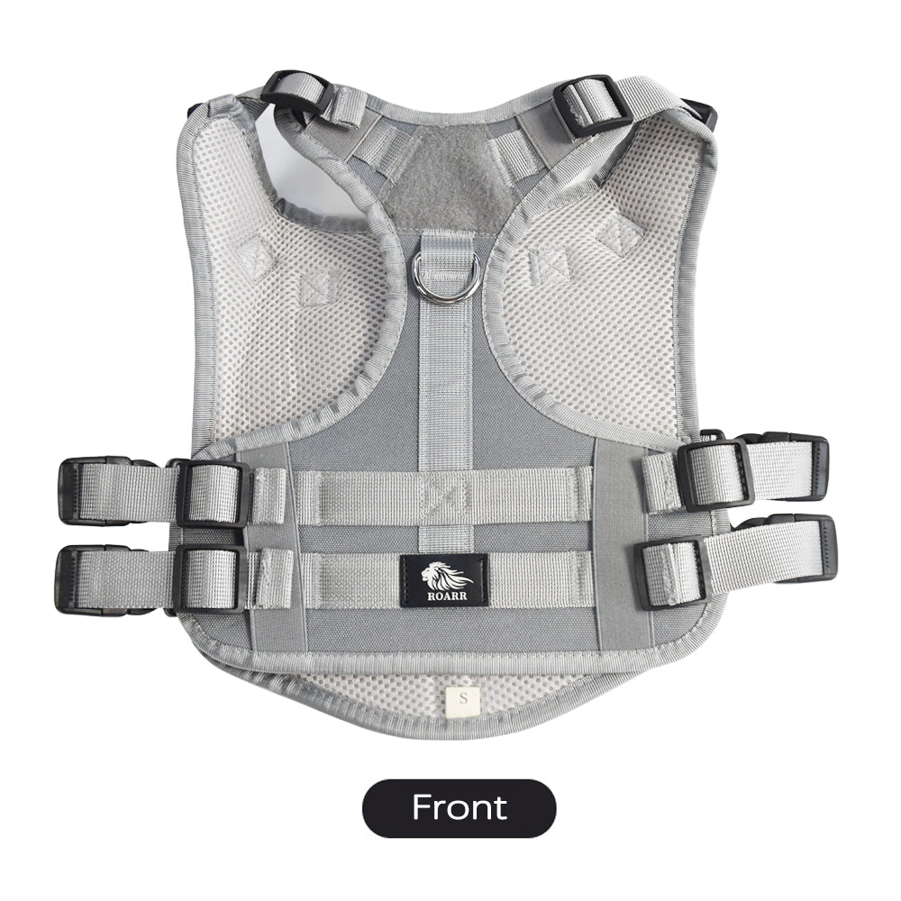 Roarr Heavy Duty Tactical Vest Harness for Dogs, Double Buckles, Bottle Holder On Top.