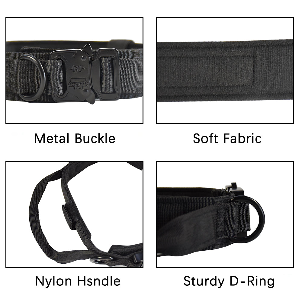 Roarr Heavy Duty Dog Collar and Leash Set – Durable Nylon Collar with Control Handle, Anti-Pull Retractable Leash, and Zinc Alloy Buckles for Medium to Large Dogs