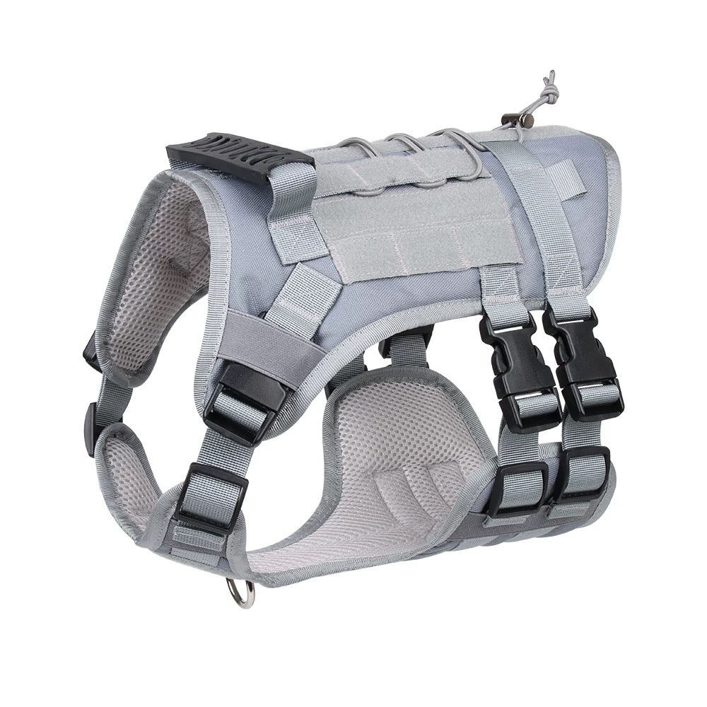 Roarr Heavy Duty Tactical Vest Harness for Dogs, Double Buckles, Bottle Holder On Top.