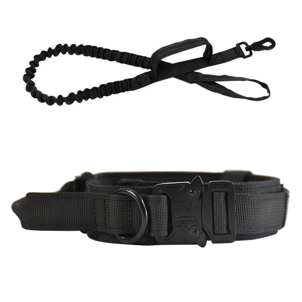 Roarr Heavy Duty Dog Collar and Leash Set – Durable Nylon Collar with Control Handle, Anti-Pull Retractable Leash, and Zinc Alloy Buckles for Medium to Large Dogs