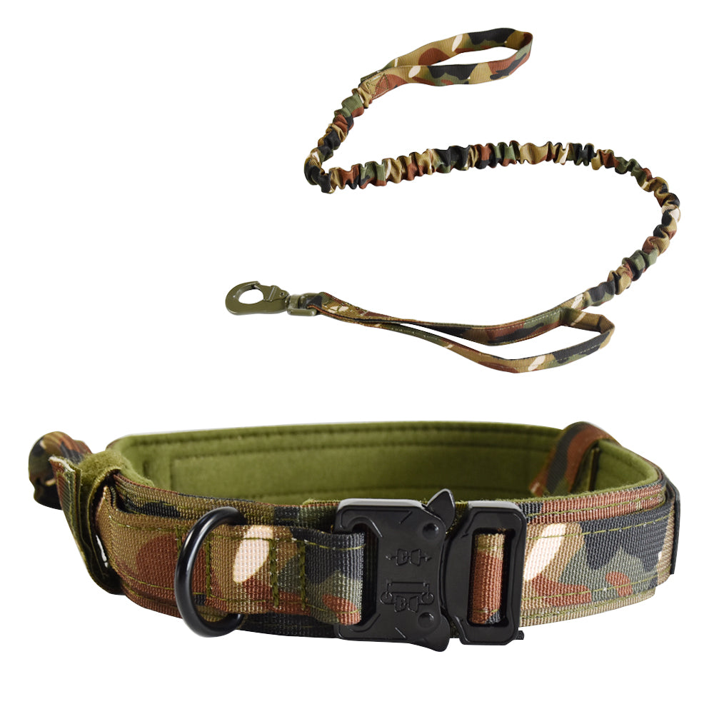 Roarr Heavy Duty Dog Collar and Leash Set – Durable Nylon Collar with Control Handle, Anti-Pull Retractable Leash, and Zinc Alloy Buckles for Medium to Large Dogs