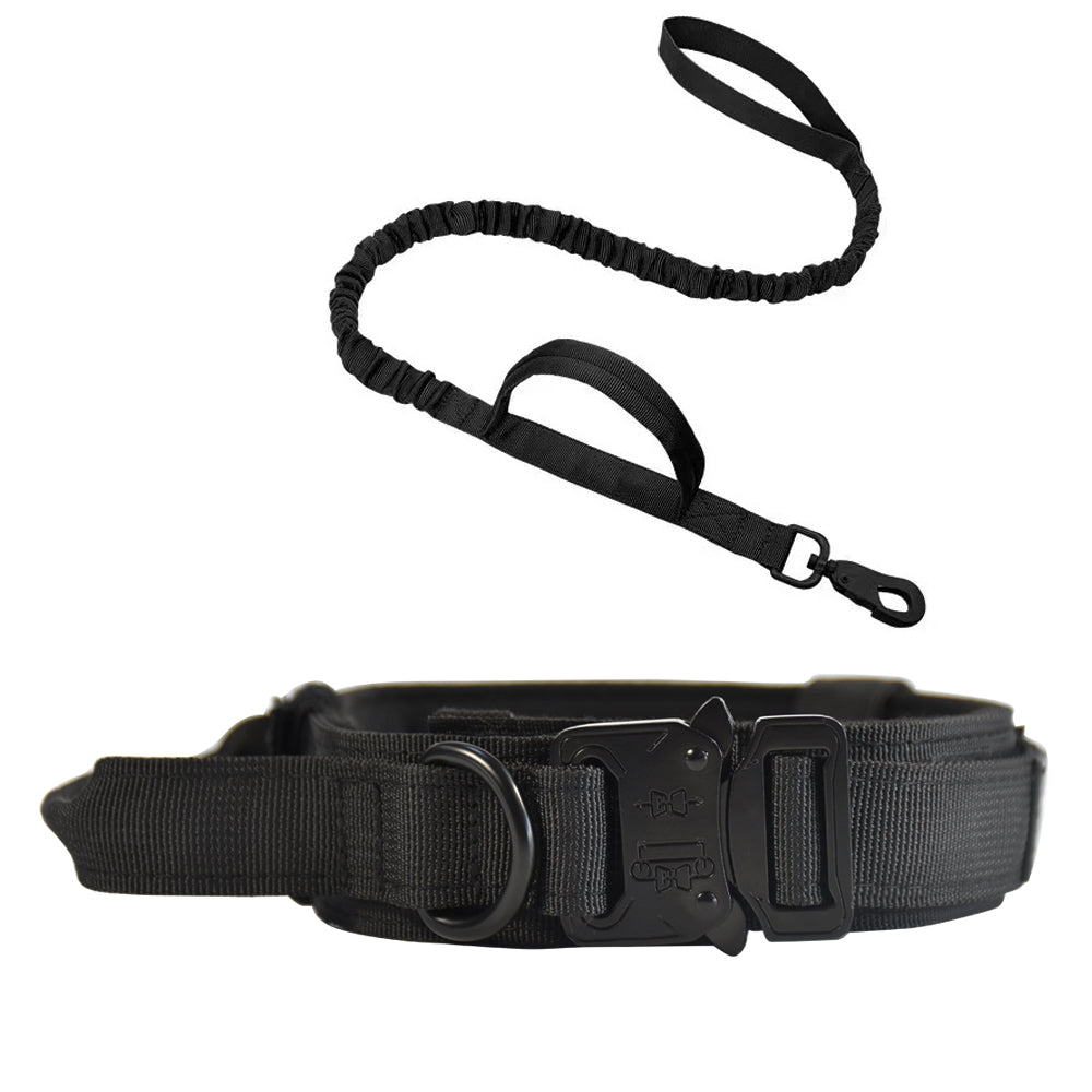 Roarr Heavy Duty Dog Collar and Leash Set – Durable Nylon Collar with Control Handle, Anti-Pull Retractable Leash, and Zinc Alloy Buckles for Medium to Large Dogs