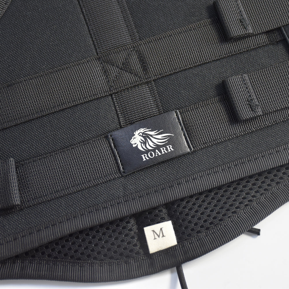 Roarr Heavy Duty Tactical Vest Harness for Dogs, Double Buckles, Bottle Holder On Top.